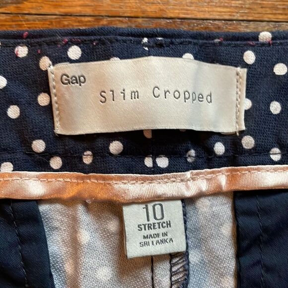 Gap Navy and White Polka Dot Slim Cropped Pants - Picture 2 of 7